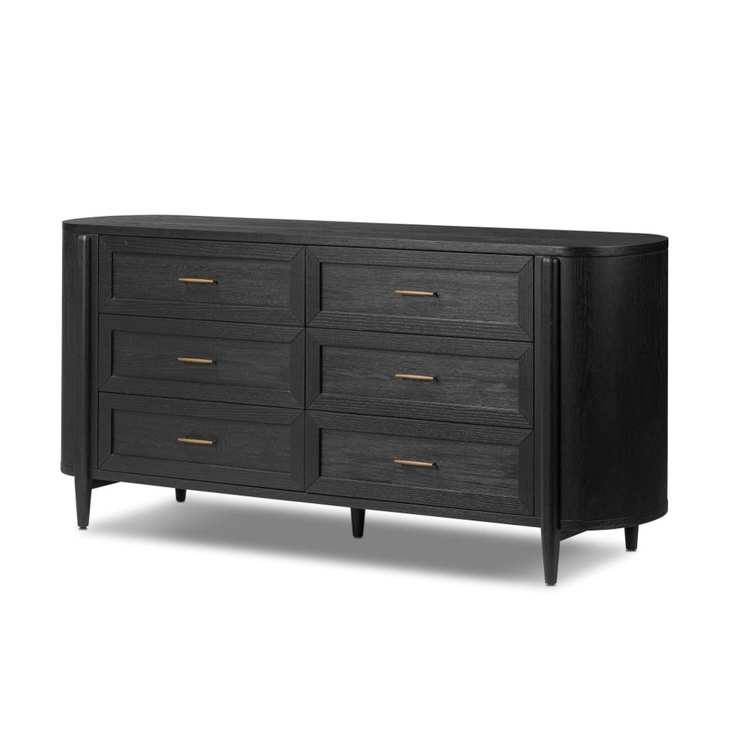 black matte dresser Mainstays Ardent 6 Drawer Dresser, 53.75" Wide, lined styling Millie 6 Drawer Dresser -