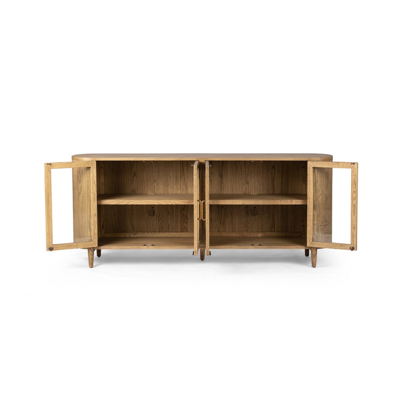 Tolle Sideboard Drifted Oak Solid Open Cabinets Four Hands