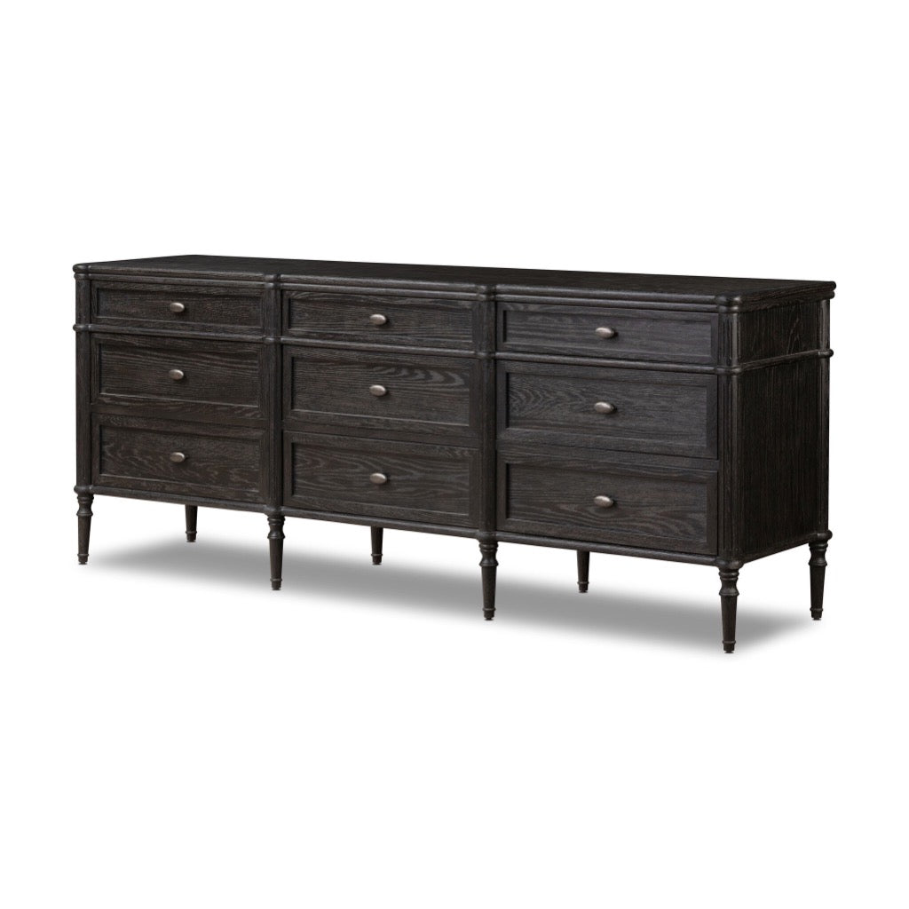 Four Hands Toulouse 9 Drawer Dresser - Distressed Black Oak – Artesanos ...