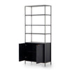 Trey Modular Wide Bookcase Black Wash Poplar Angled View Open Cabinet 223961-002