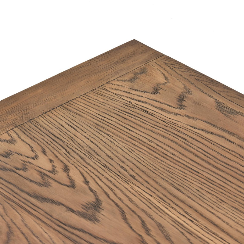 Warby Coffee Table Worn Oak Veneer Top Corner Graining Detail 235178-002
