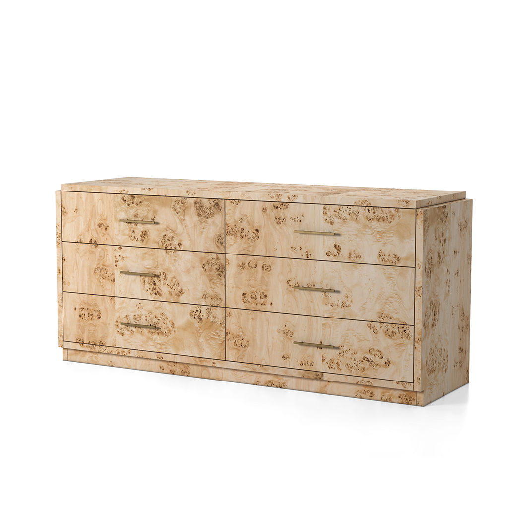 Co.House Designs Wesley 6 Drawer Burl Dresser