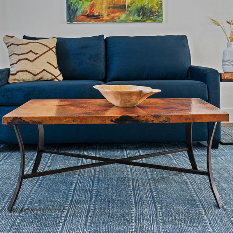 Windom Copper Rectangle Coffee Table Staged Image Artesanos Design Collection