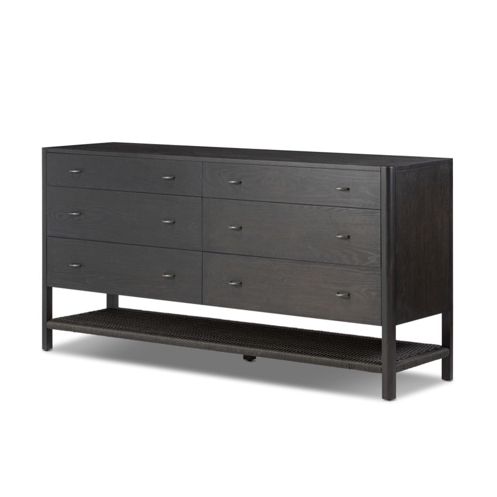 Zuma 6 Drawer Dresser Smoked Black Ash Veneer Zuma 6 Drawer Dresser Smoked Black Ash Veneer