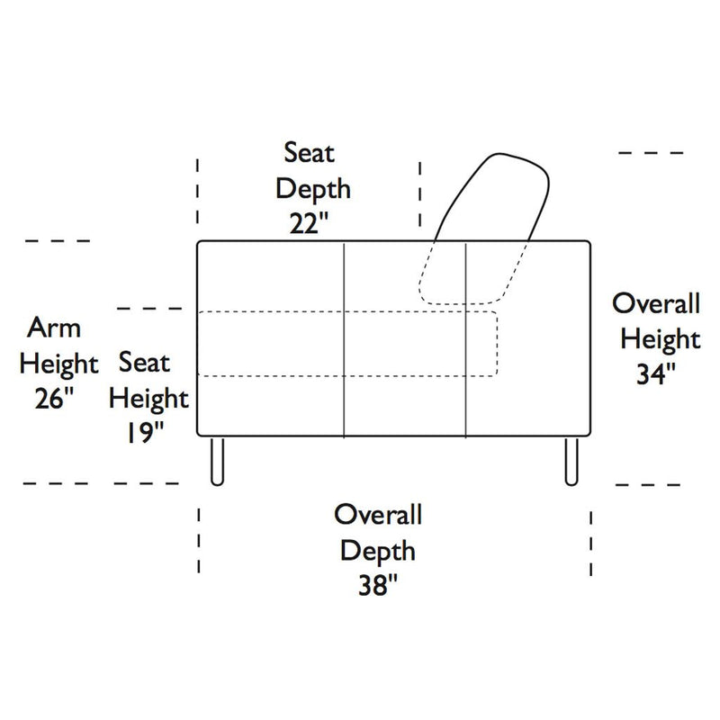 Alessandro Sofa Side Specification Measurements