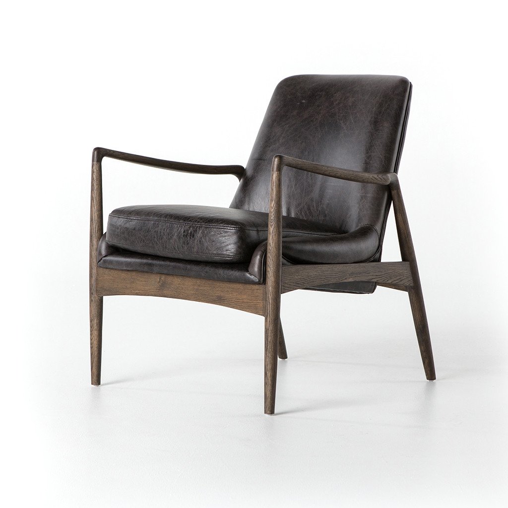 Dark Leather Braden Chair - Durango Smoke | Four Hands