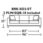 American Leather Brooke Three Seat sofa dimensions