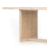 Four Hands Clarita Dining Table inside view of leg with woven natural cane
