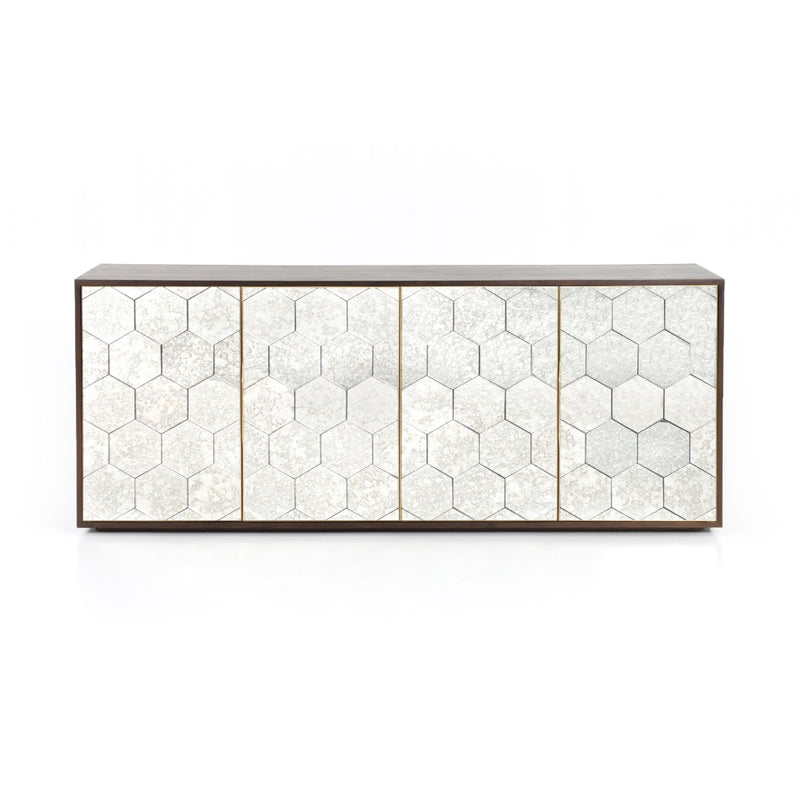 Honeycomb Patterned Glass Door Sideboard