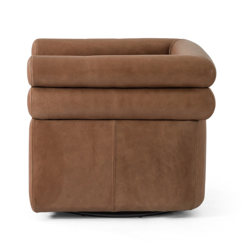 Four Hands Evie Swivel Chair Palermo Cognac Side View
