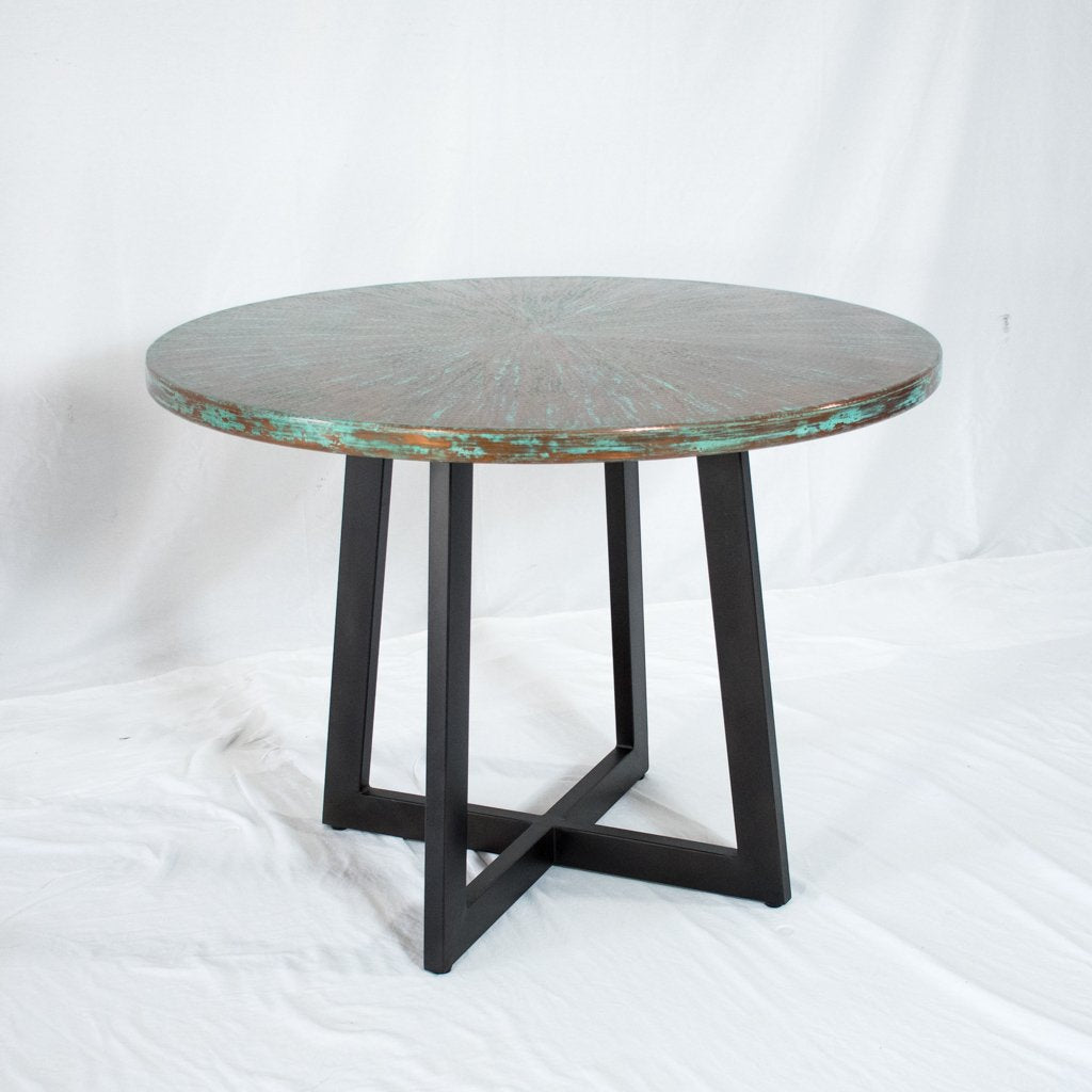 Graysill Round Copper Dining Table Angled View