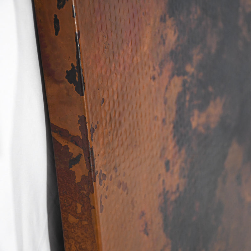 Edge Detail of Hammered Copper Rectangle Tabletop - Chocolate Copper Finish