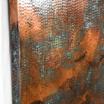 Detail View of Copper Tabletop - Rectangle - Hammered Texture & Verdegris Patina - Artesanos