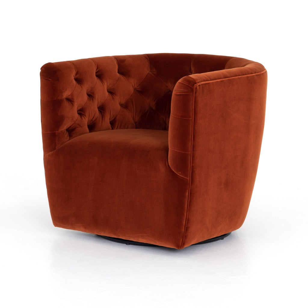 Four Hands Hanover Swivel Chair Sapphire Rust