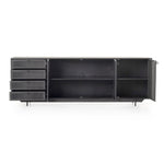 Media Console with doors and drawers open