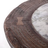 Industrial Loft Wagon Wheel Round Dining Table with Marble - Artesanos Design close up view top edge