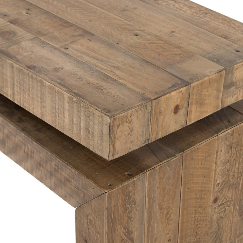 Matthes Console Table - Rustic Natural Open Corner Detail