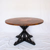 copper and iron round dining table