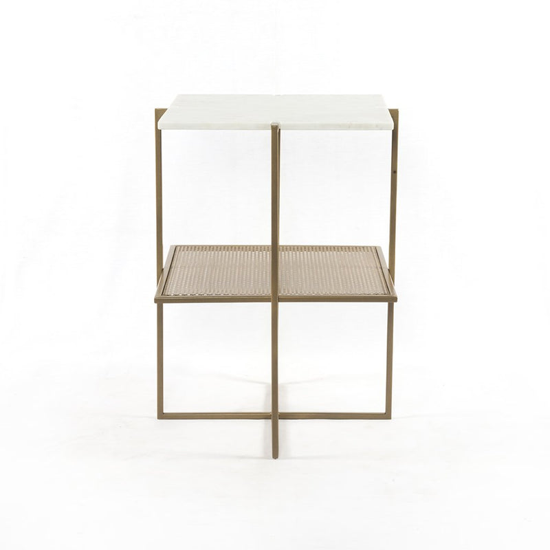 Front View Olivia Nightstand Brass and Marble IMAR-150