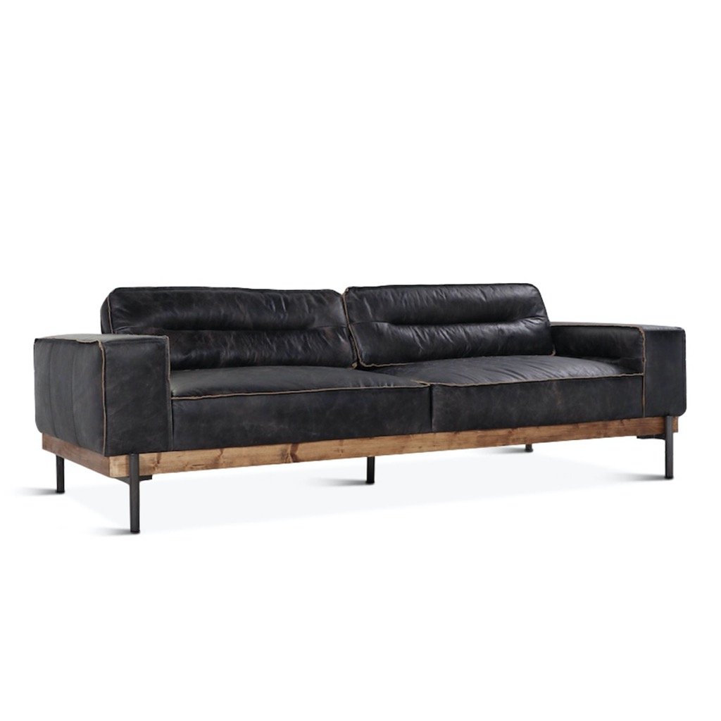 Home Trends & Design Portofino Leather Sofa - Antique Ebony Leather