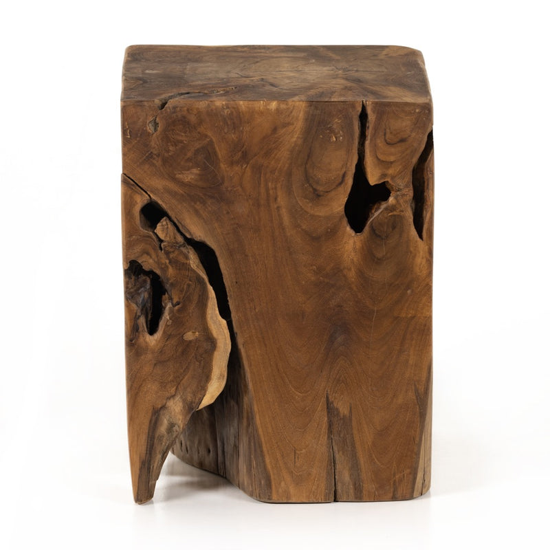 Teak Square Outdoor Stool Side View Four Hands