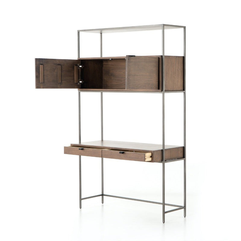 Trey Modular Wall Desk Angled View Open Cabinet