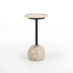 Viola Accent Table Antique White Marble full view