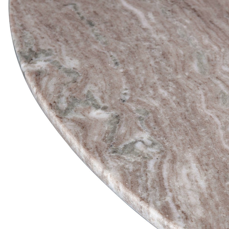 Brown Lajaria Marble Round Dining Table close up view of marble top