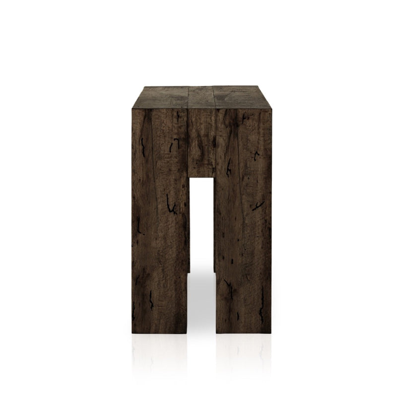 Abaso Console Table Ebony Rustic Wormwood Oak Side View Four Hands