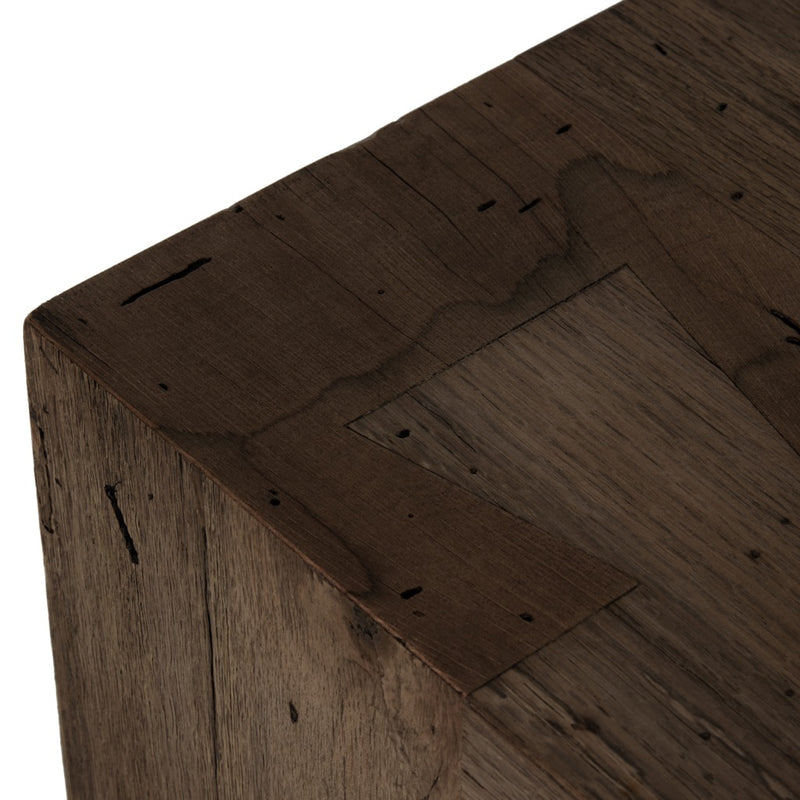 Abaso Large Accent Bench Ebony Rustic Wormwood Oak Dovetailing Detail 239398-002
