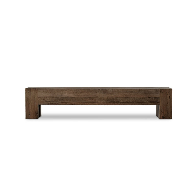 Abaso Large Accent Bench Ebony Rustic Wormwood Oak Front Facing View 239398-002
