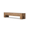 Abaso Large Accent Bench Rustic Wormwood Oak Angled View Four Hands