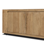 Abaso Media Console Rustic Wormwood Oak Low Angled View 239400-001