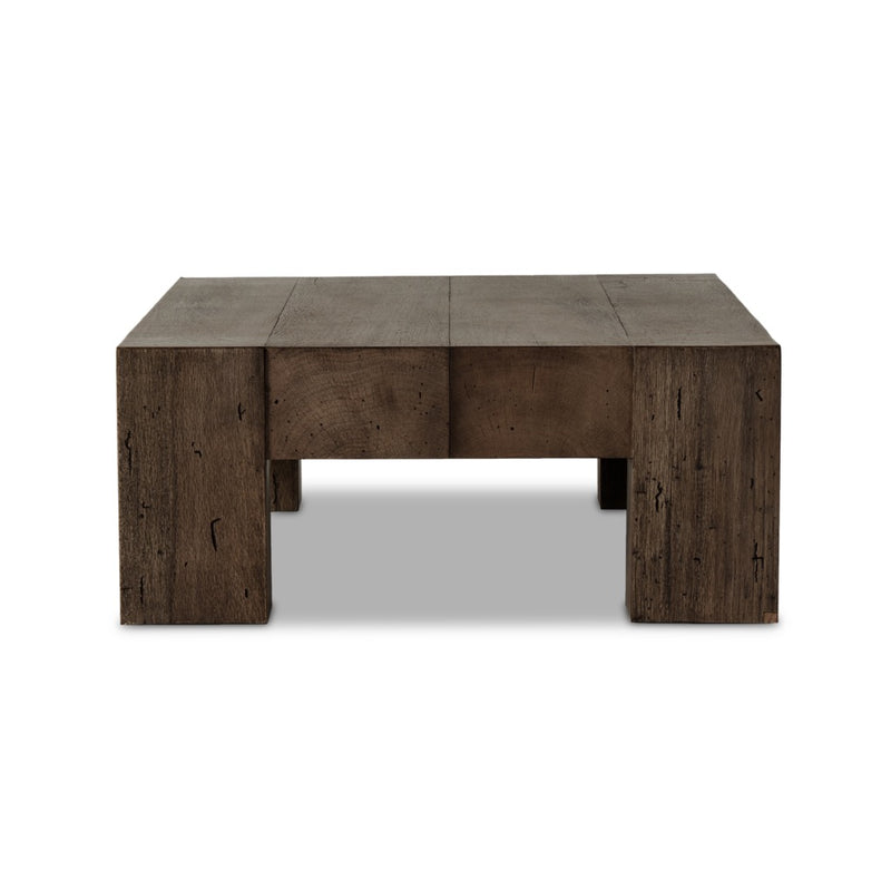 Four Hands Abaso Rectangular Coffee Table Ebony Rustic Wormwood Oak Side View