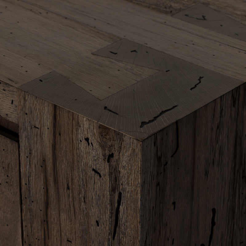 Abaso Modern Sideboard Ebony Rustic Wormwood Oak Veneer Detail Four Hands