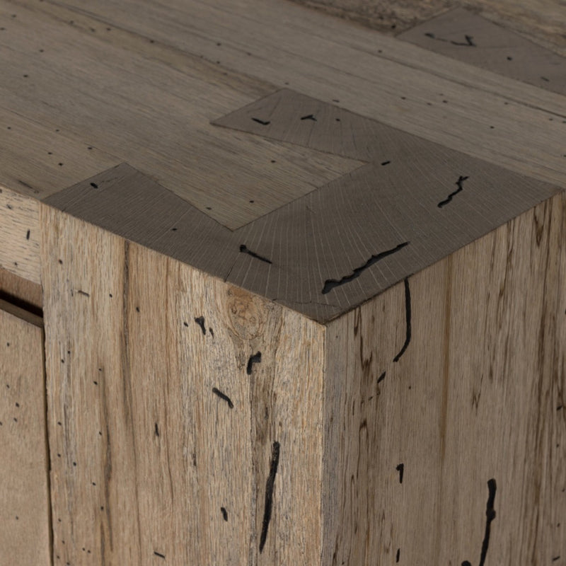 Abaso Sideboard Rustic Wormwood Oak Corner Detail 229169-002