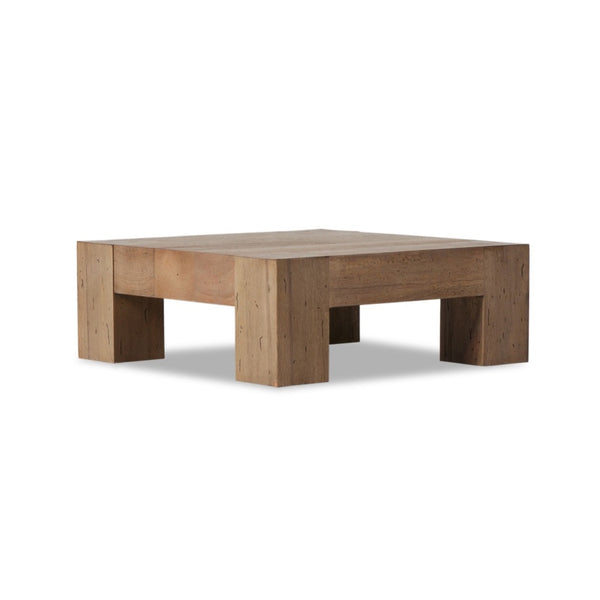 Four Hands Abaso Small Square Coffee Table - Rustic Wormwood Oak