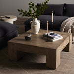 Abaso Small Square Coffee Table - Rustic Wormwood Oak 239394-001