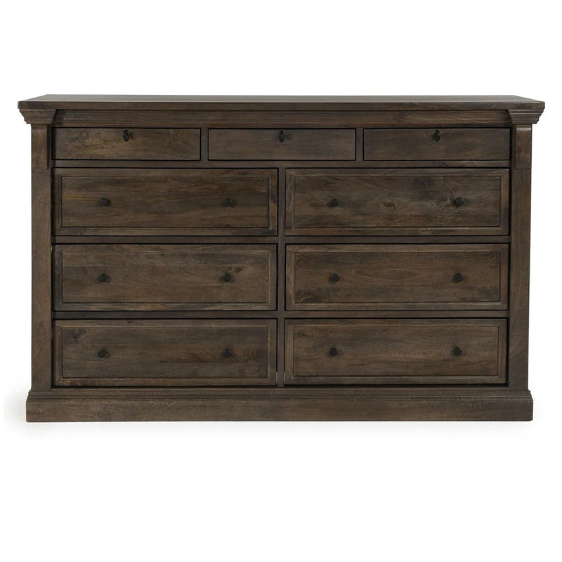 Classic Home Adelaide 9-Drawer Mango Wood Dresser in Cocoa Brown