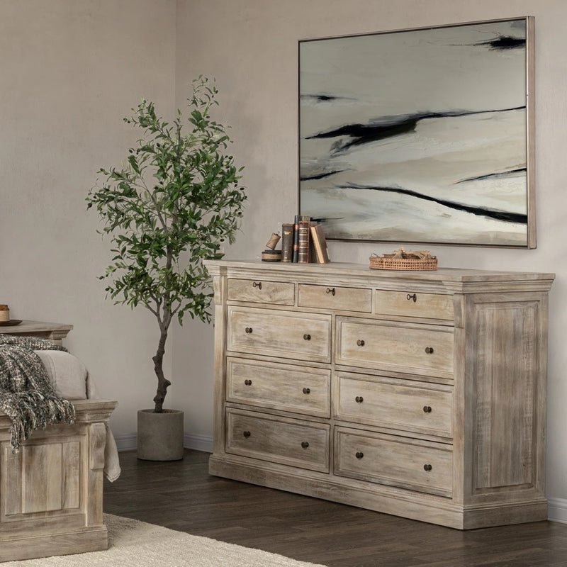 dresser cream Classic Home Adelaide 9-Drawer Mango Wood Style Code:WMN3942-01 Rengency convenient storage for linens Chiffon Dress Empire Waist
