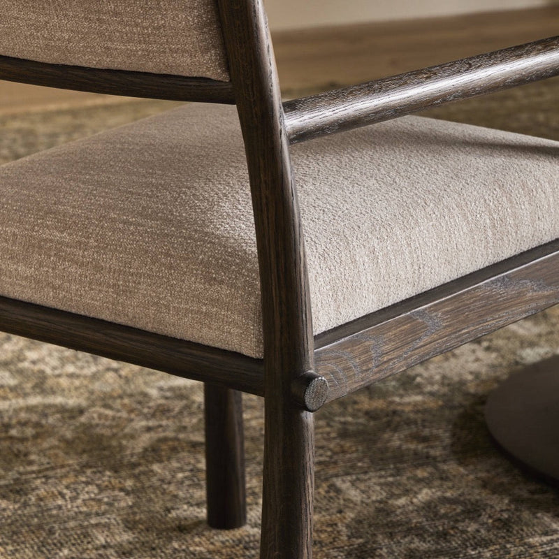 Four Hands Akiro Dining Armchair staged seat cushion view