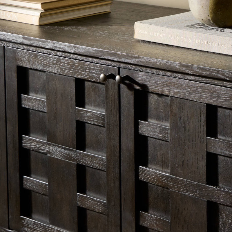 Alessio Media Console 248833-002 staged door panel detail
