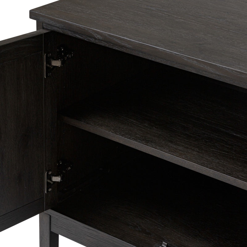 Four Hands Alessio Media Console interior shelves 