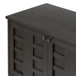Four Hands Alessio Media Console front panels and hardware 