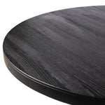 Allandale Round Dining Table Black Elm Rounded Edge Detail Four Hands