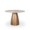Allyson Round Dining Table 70564-AB angled side view 