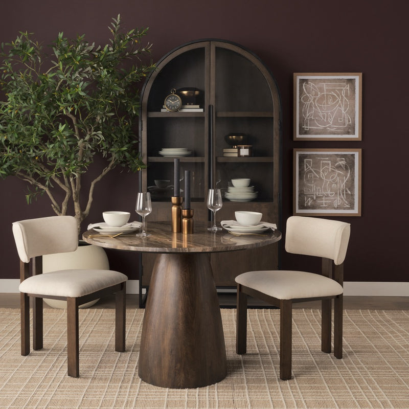 Mercana Allyson Round Dining Table - Cappuccino Marble