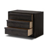 Four Hands Alora Nightstand Dark Espresso Reclaimed French Oak Angled View Open Drawers