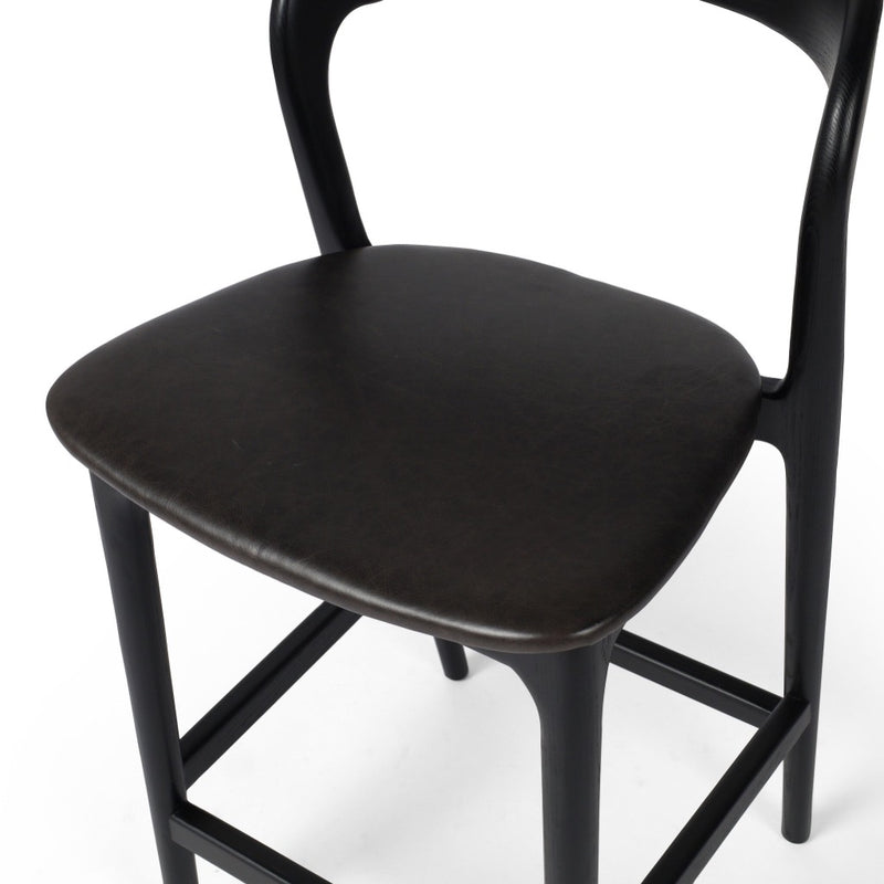 Four Hands Amare Stool Sonoma Black Top Grain Leather Seating