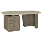 Angus writing desk in antique white and distressed gray with curved base design